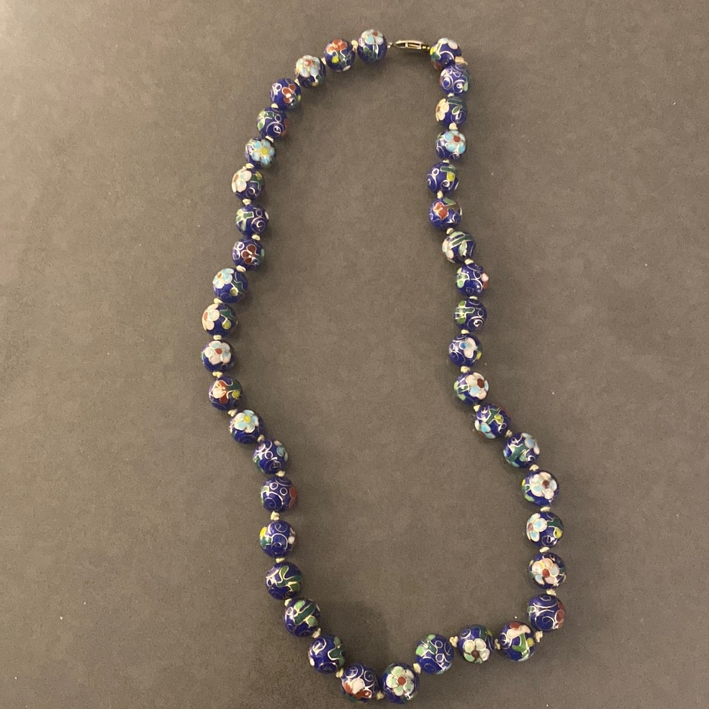 Cloisonné Blue Multi-Color Necklace